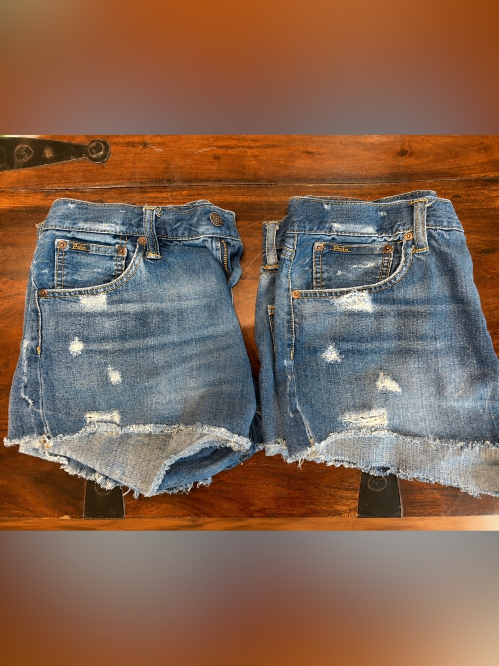 Ralph Lauren Distressed Blue Denim Cutoff Shorts